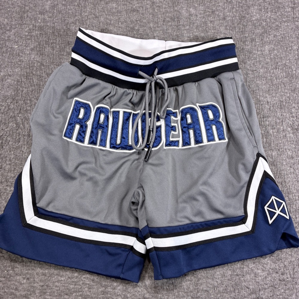Rawgear Basketball Shorts Mens Small Gray Blue Mesh Athletic Gym Workout Running